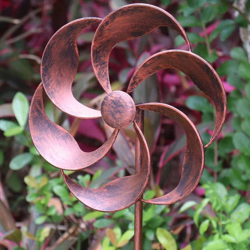 LERFUGI 360 Degree Swivel Metal Wind Spinner Single Blade Willow Leaves Classic Outdoor Decor for Garden Patio Lawn Yard 48x10 Inches - Image 4